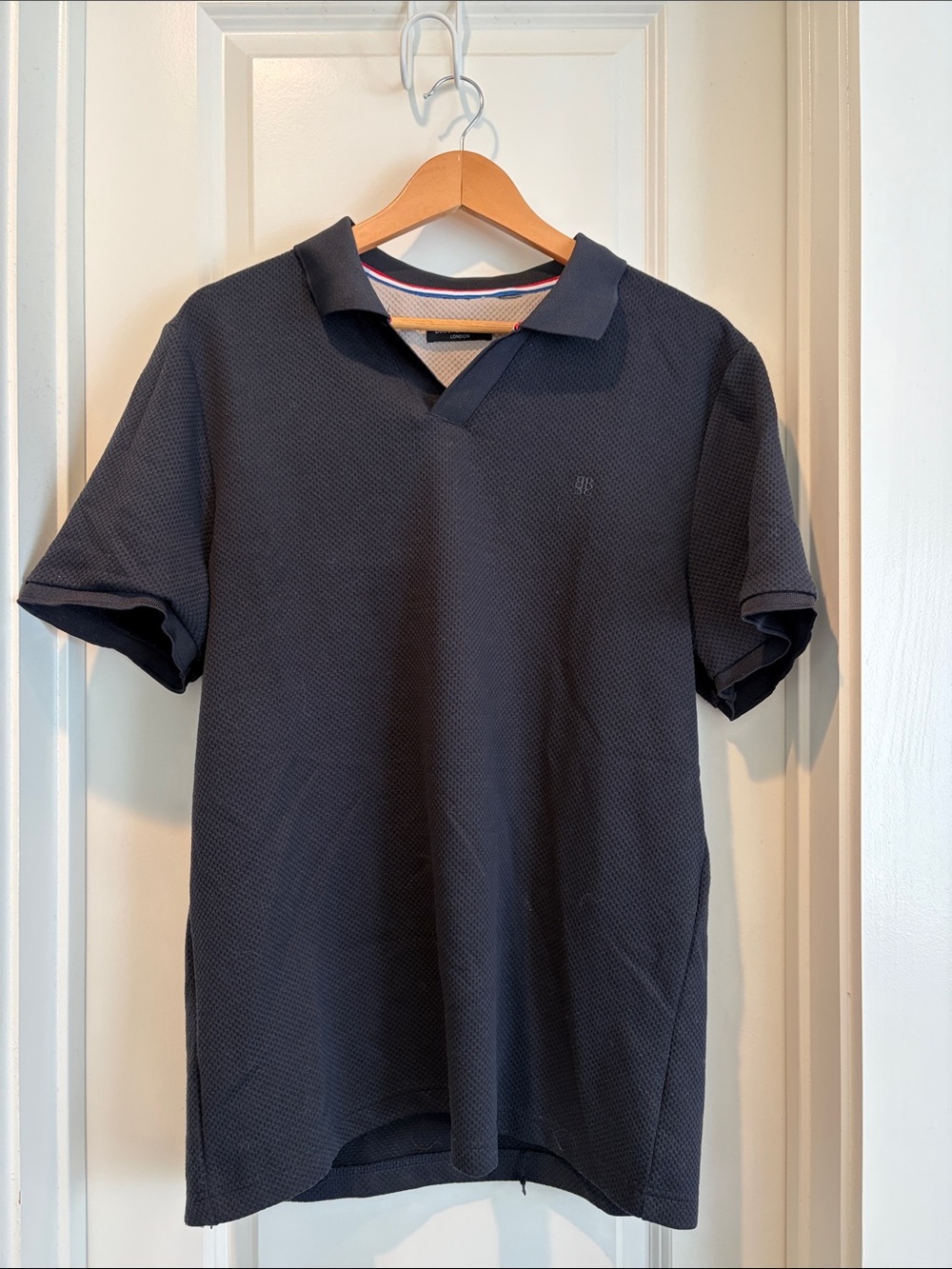 Brave Soul Men's Navy Textured Short-Sleeve Polo